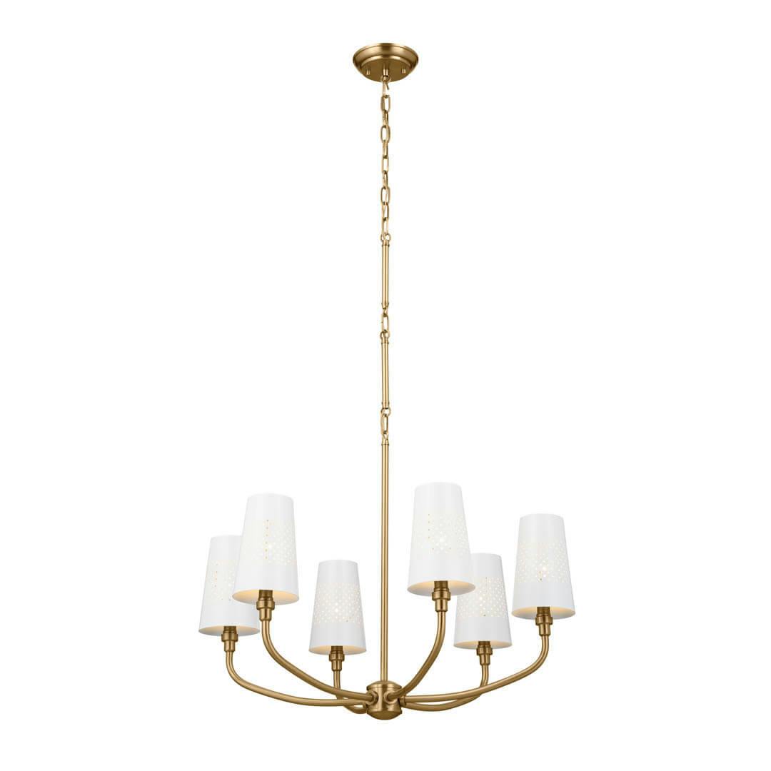 Adeena 26.75" 6 Light Chandelier Brushed Natural Brass on a white background
