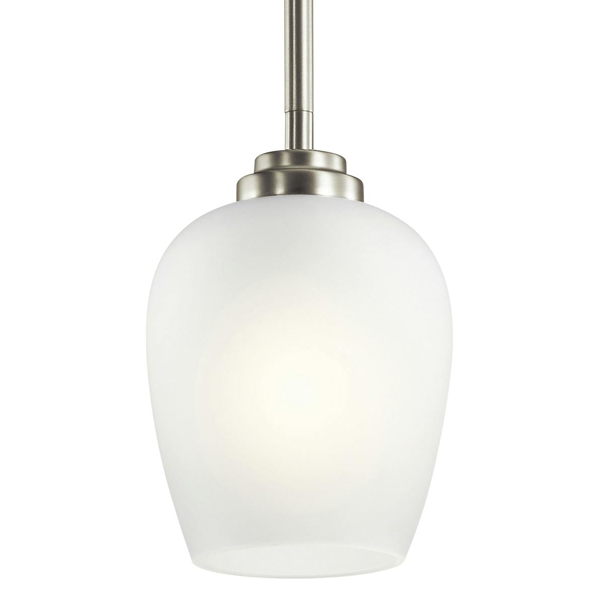 Close up view of the Valserrano 1 Light Mini Pendant Nickel on a white background