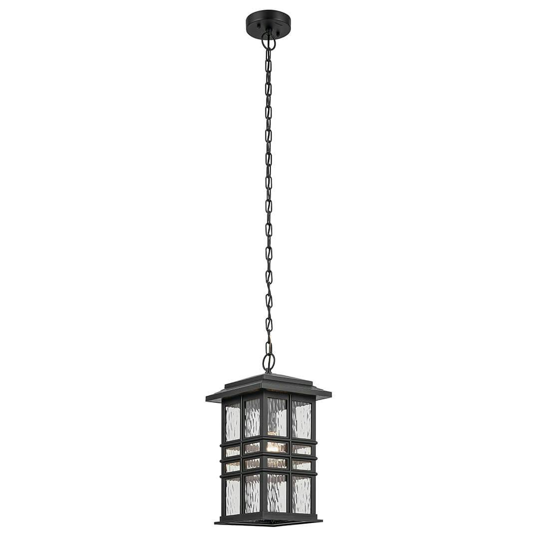 The Beacon Square 18" 1-Light Outdoor Hanging Light in Textured Black on a white background