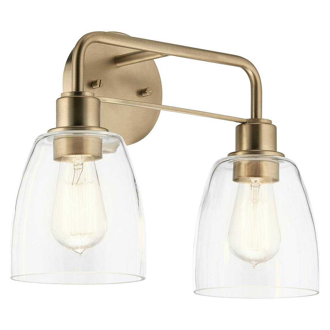 Meller 15.25 Inch 2 Light Vanity Light with Clear Glass in Champagne Bronze on a white background