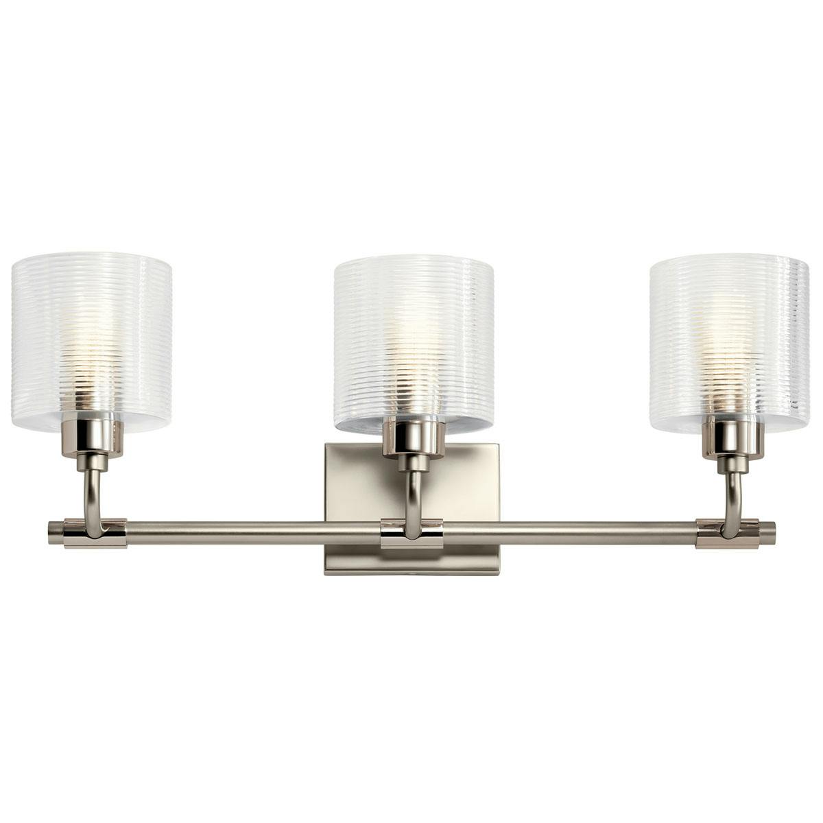 Front view of the Harvan 25" 3 Light Vanity Light Nickel on a white background