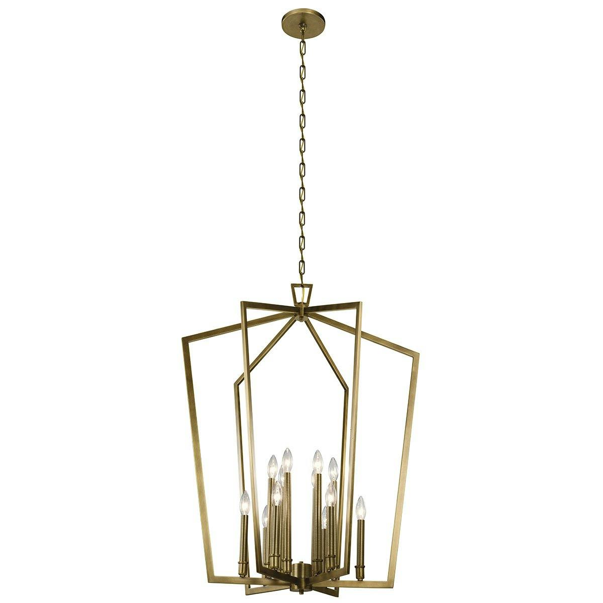 Abbotswell 30" 12 Light Chandelier Brass on a white background