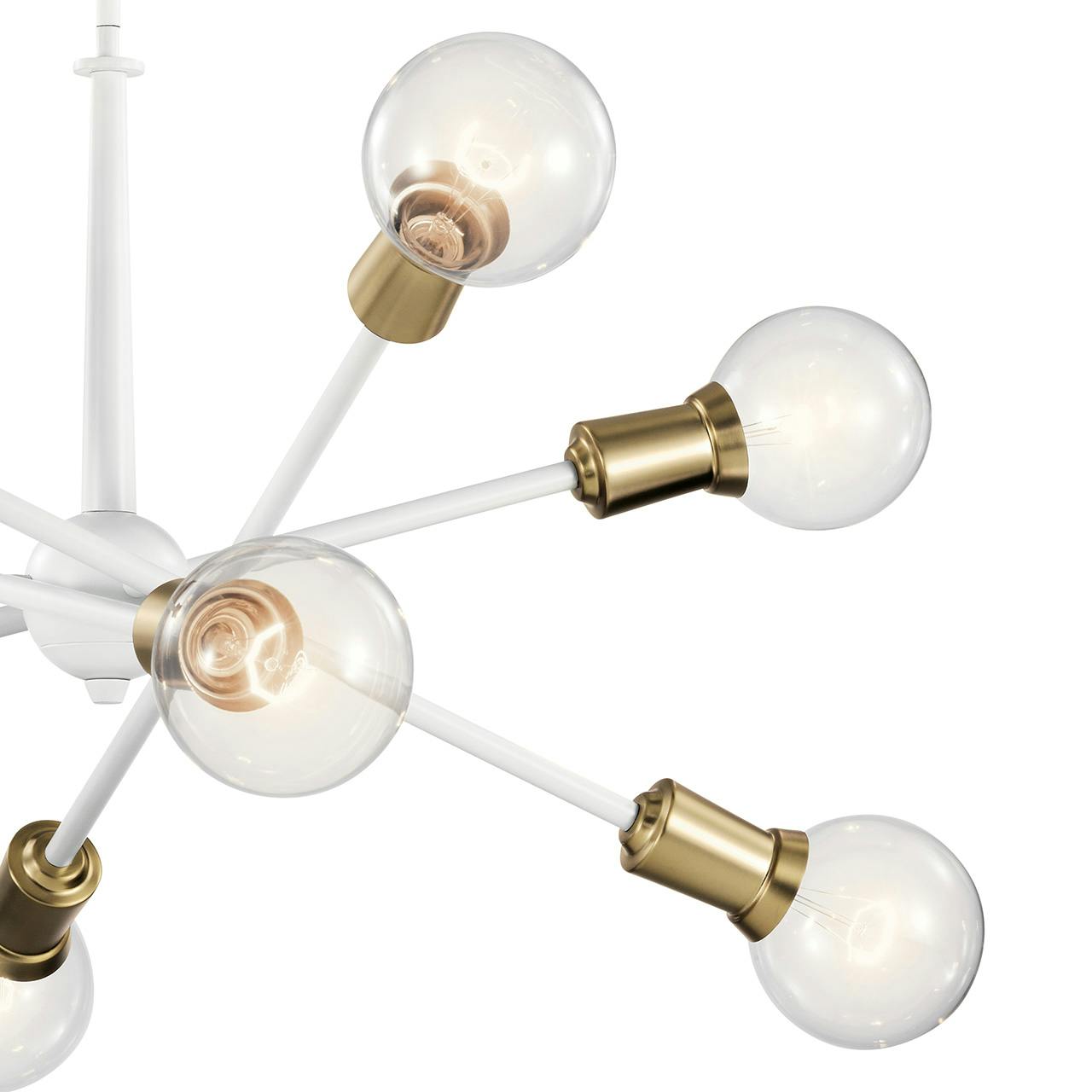 Close up view of the Armstrong 26" 8 light Chandelier White on a white background