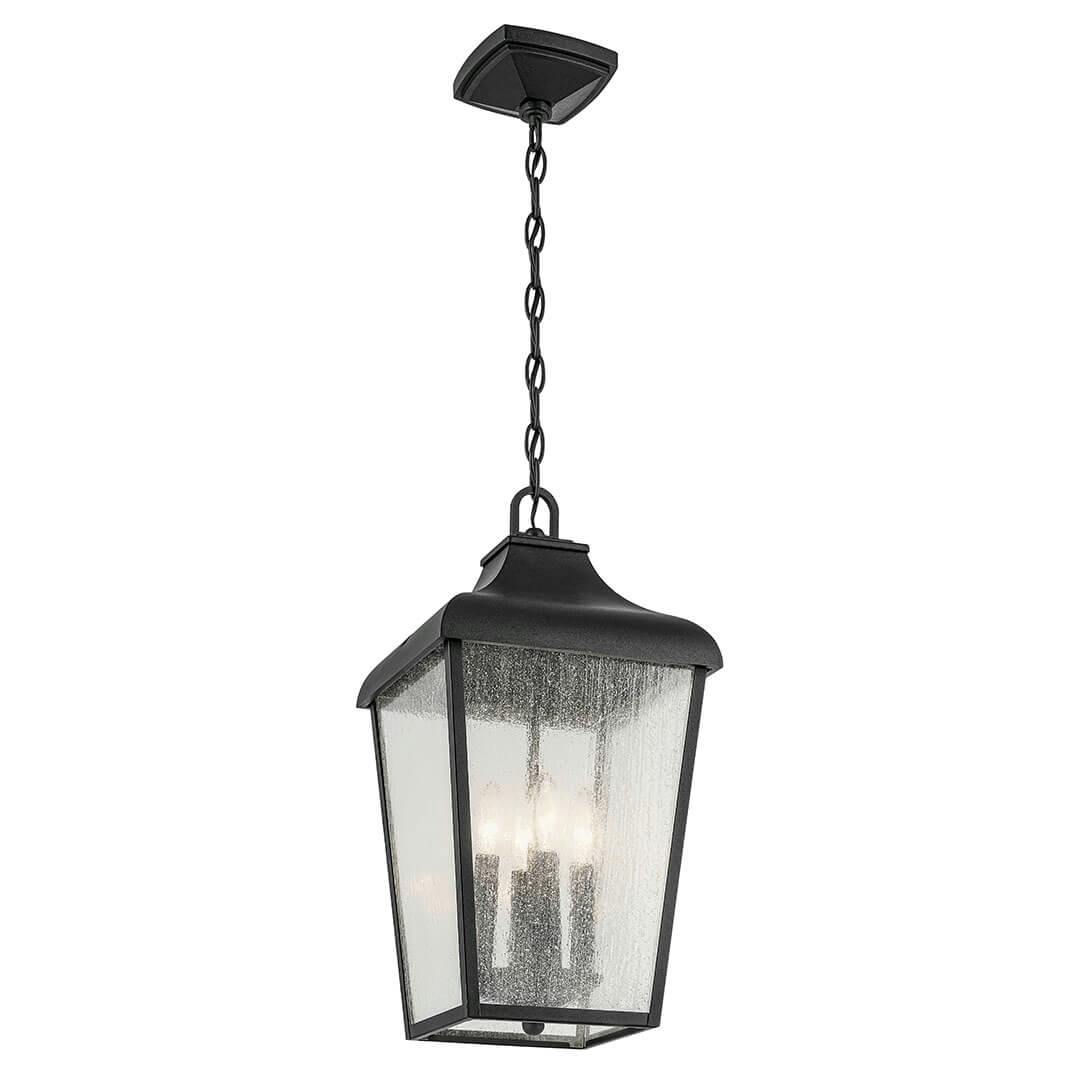The Forestdale 4-Light Outdoor Pendant in Textured Black on a white background