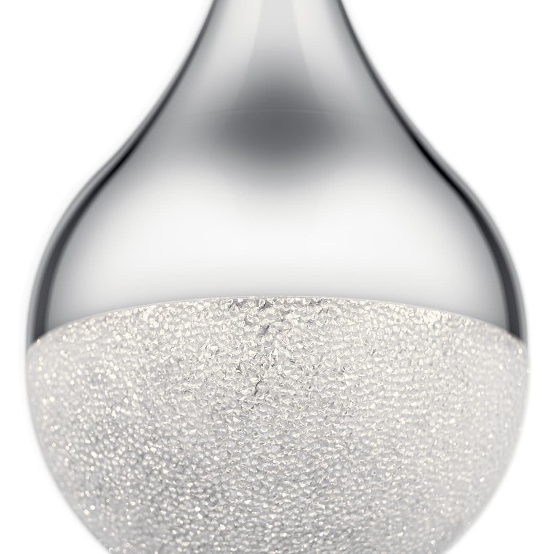 Close up view of the Kiss 1 Light LED Mini Pendant Chrome on a white background