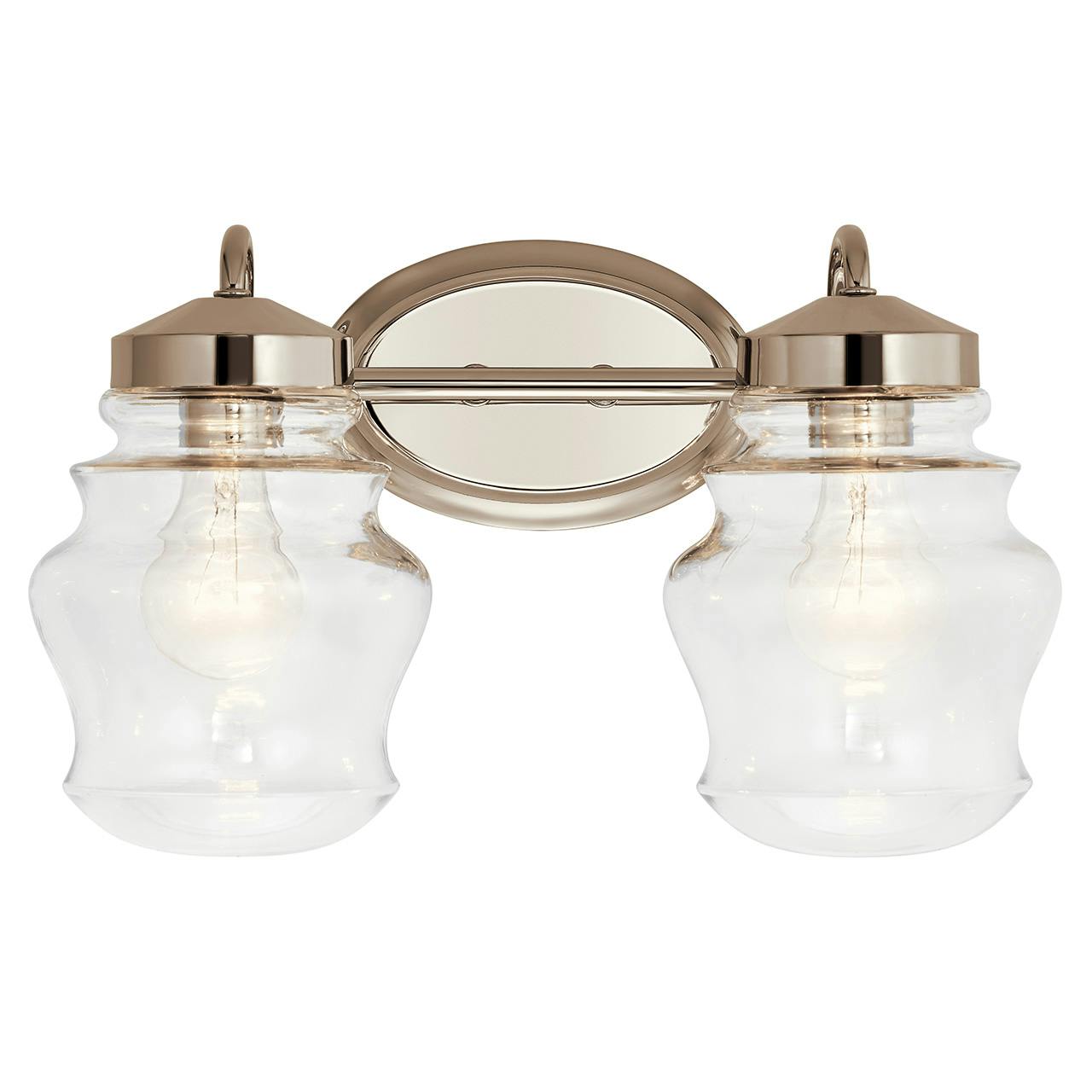 The Janiel 2 Light Vanity Light Nickel facing down on a white background