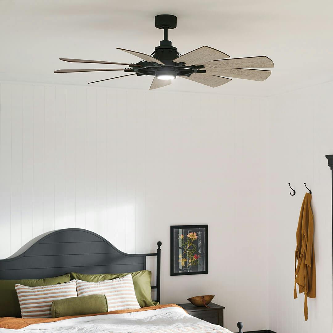 Bedroom with 60" Gentry Ceiling Fan Weathered Zinc