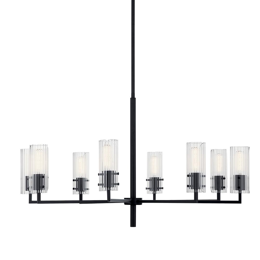 The Velestino 40.25" 8-Light Chandelier in Black on a white background