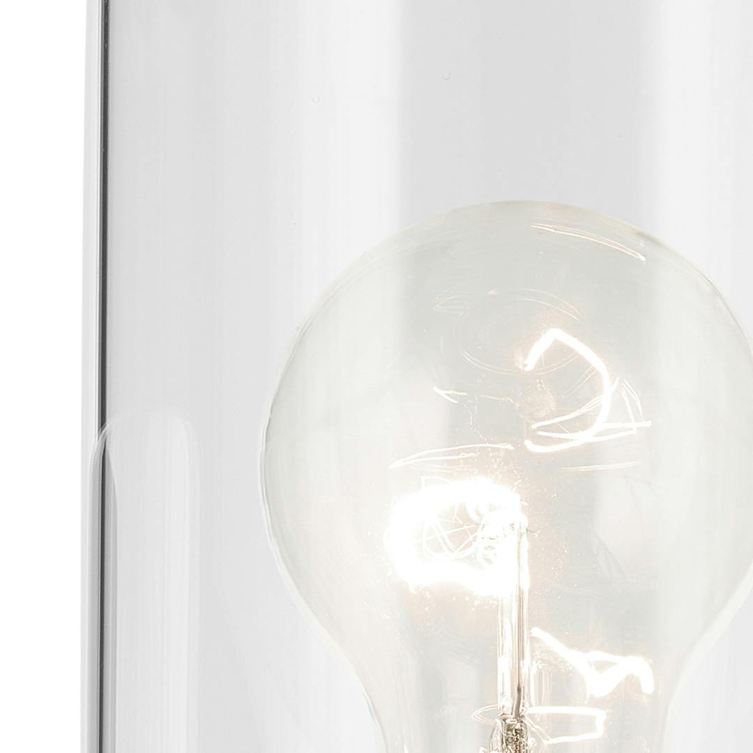 Close up view of the Crosby 4.5" 1-Light Wall Sconce with Clear Glass in Chrome on a white background