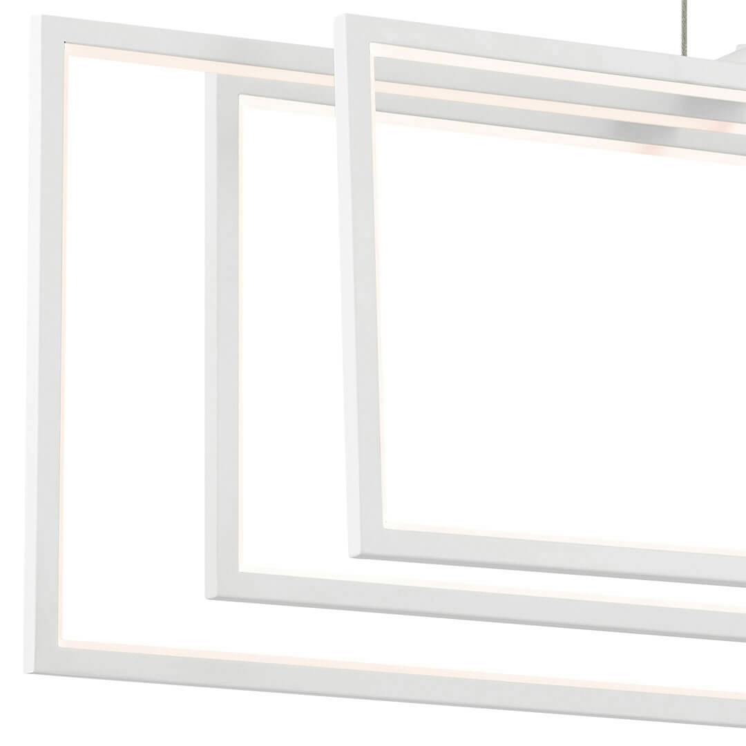 The Jestin 46 Inch LED Linear Chandelier  in White on a white background