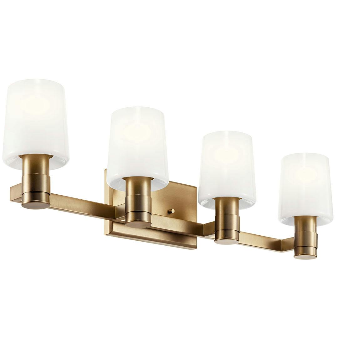 The Adani 30 Inch 4 Light Vanity Light with Opal Glass in Champagne Bronze on a white background