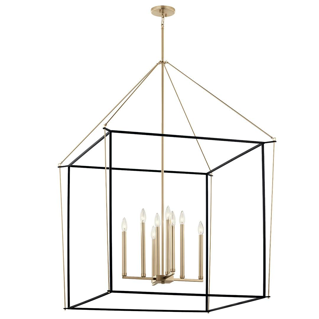 The Eisley 50 Inch 8 Light 2 Tier Foyer Pendant in Champagne Bronze and Black on a white background