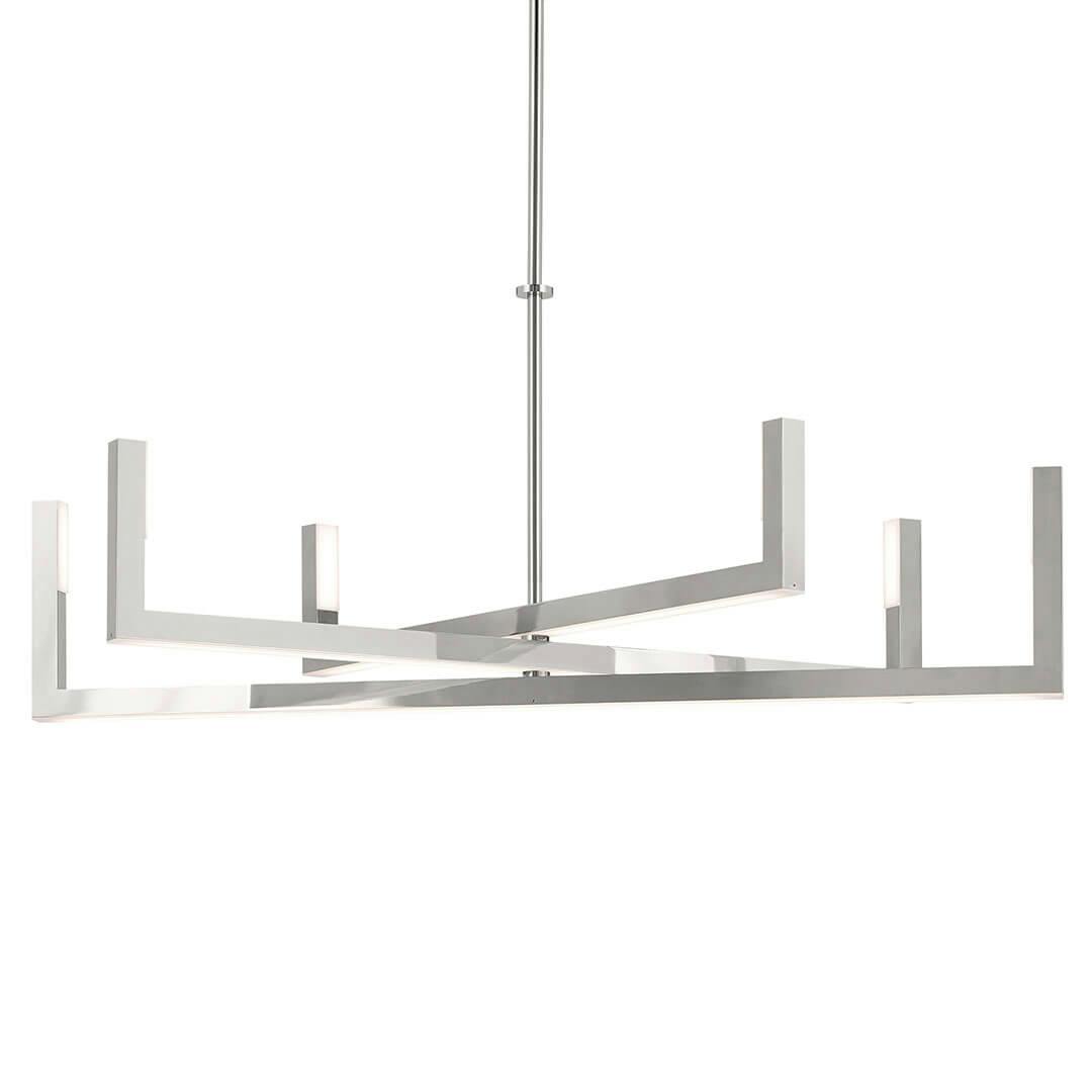 The Priam 43.75 Inch 6 Light LED Chandelier in Polished Nickel on a white background