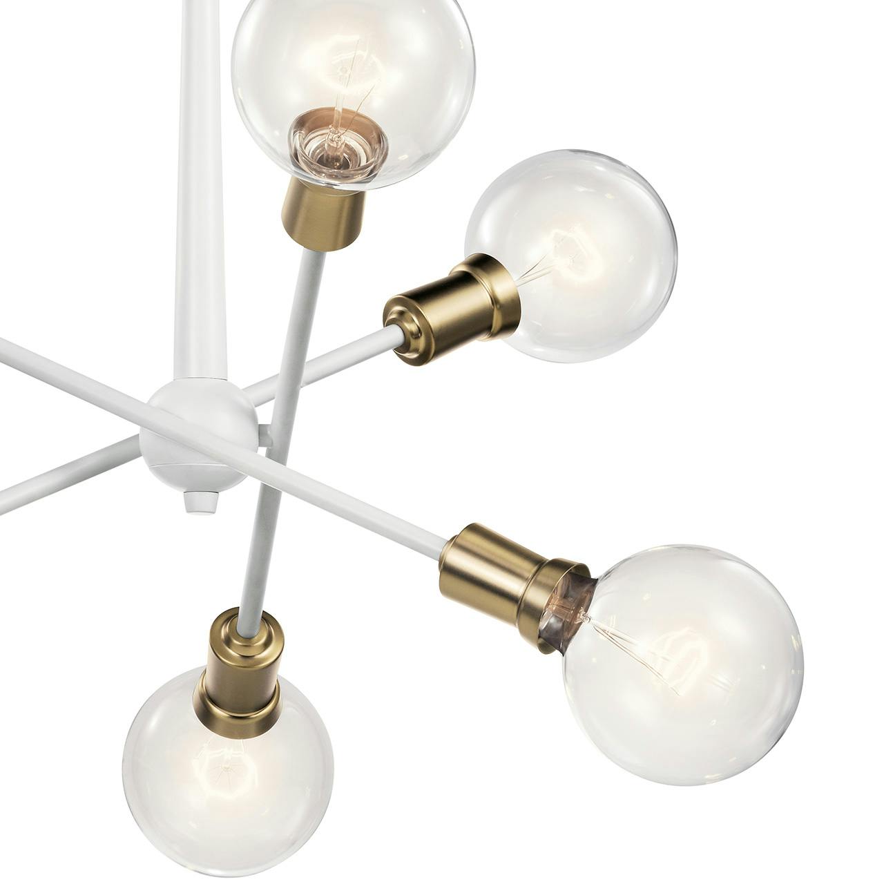 Close up view of the Armstrong 6 Light Chandelier White on a white background