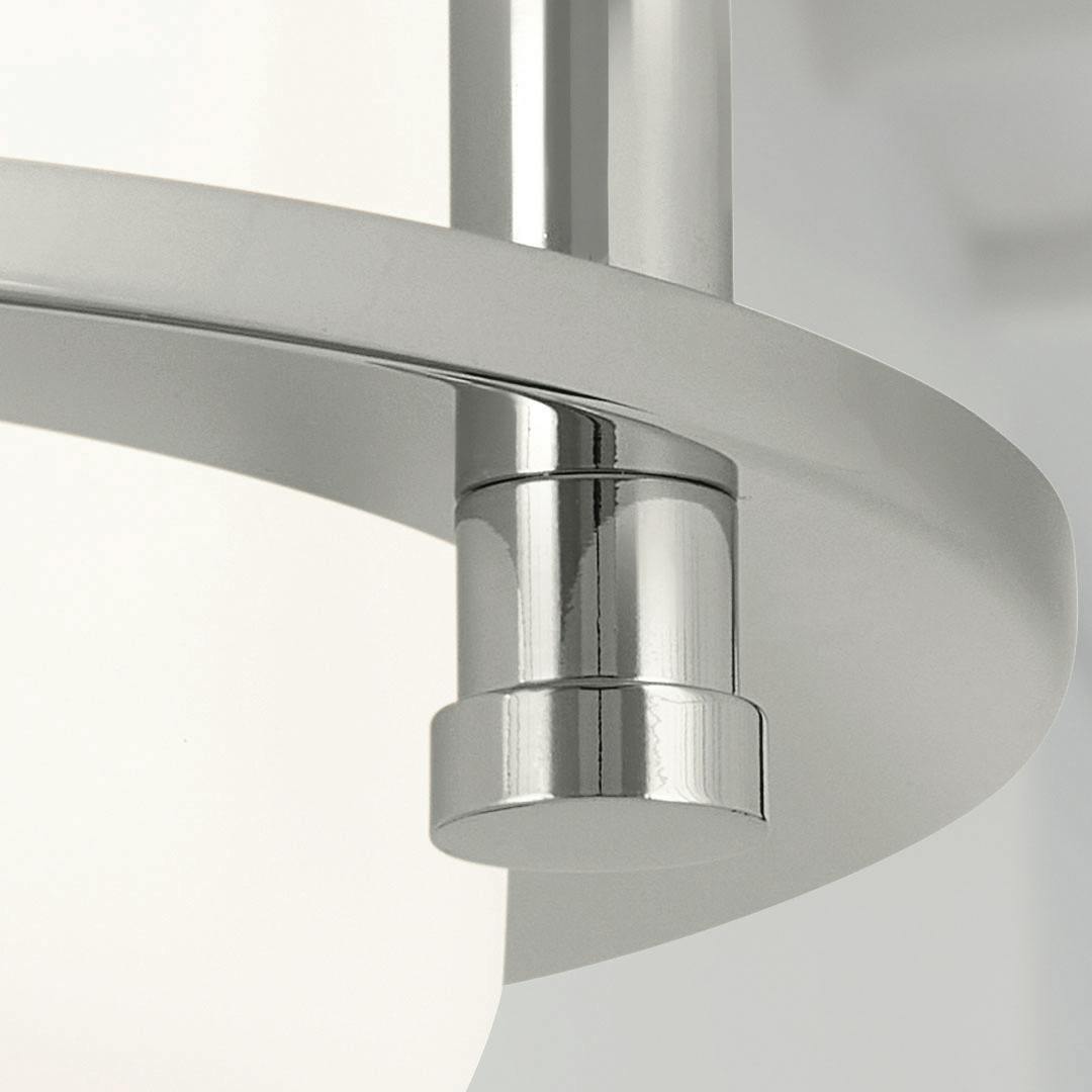  Close up of the Brit 7.25 Inch 1 Light Flush Mount with Satin Etched Cased Opal Glass in Polished Nickel