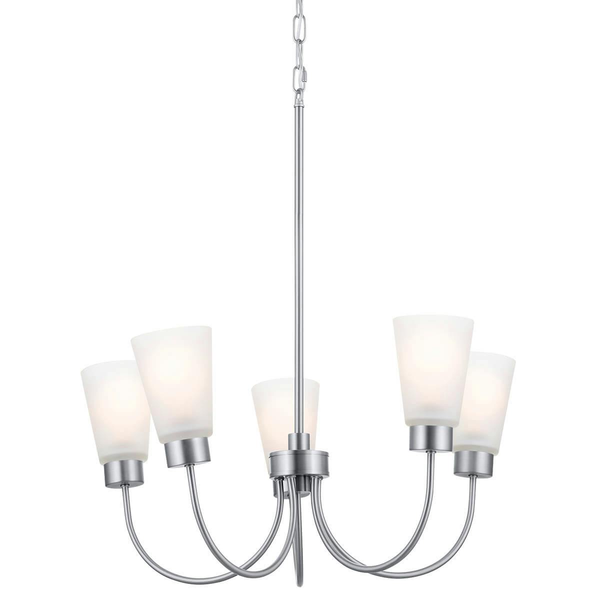Erma 24"  Chandelier Brushed Nickel without the canopy on a white background