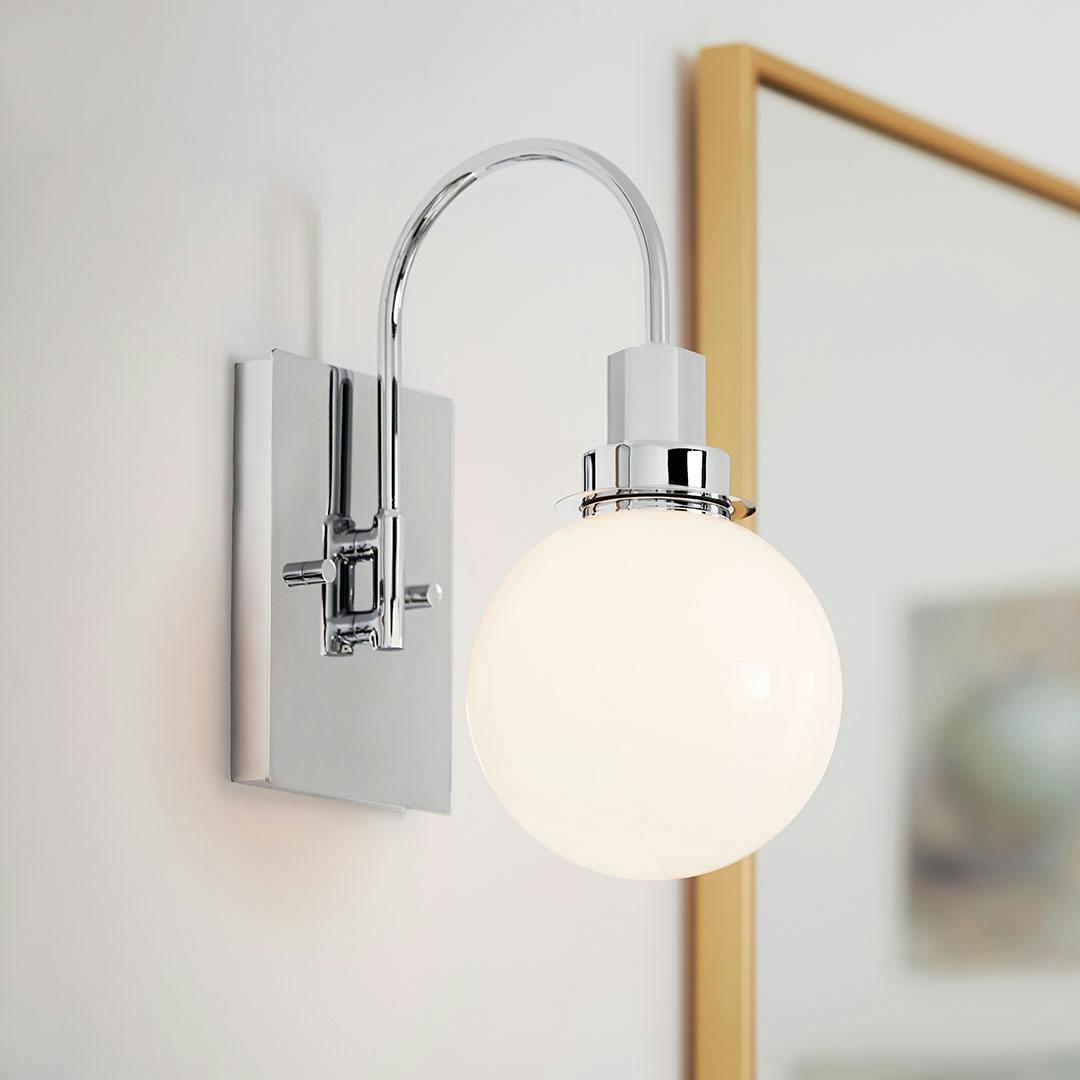 Bathroom with the Hex 11.5 Inch 1 Light Wall Sconce with Opal Glass in Chrome