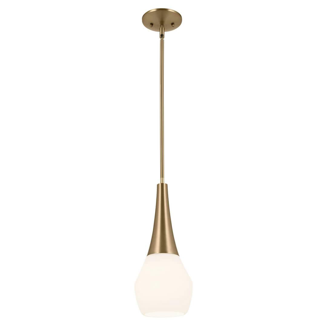 Deela 17 Inch 1 Light Pendant with Satin Etched Cased Opal Glass in Champagne Bronze on a white background