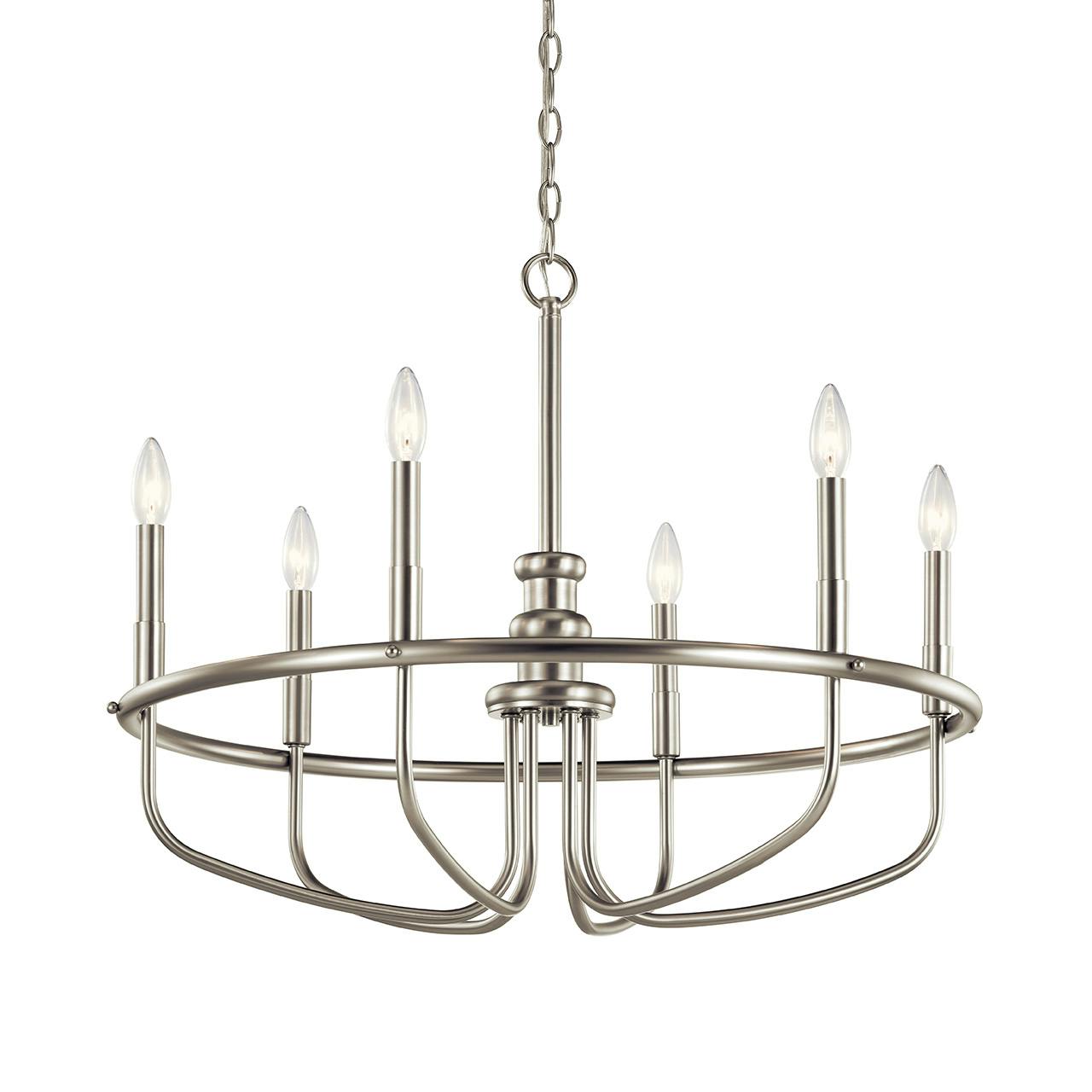 Capitol Hill 22" Chandelier Nickel without the canopy on a white background