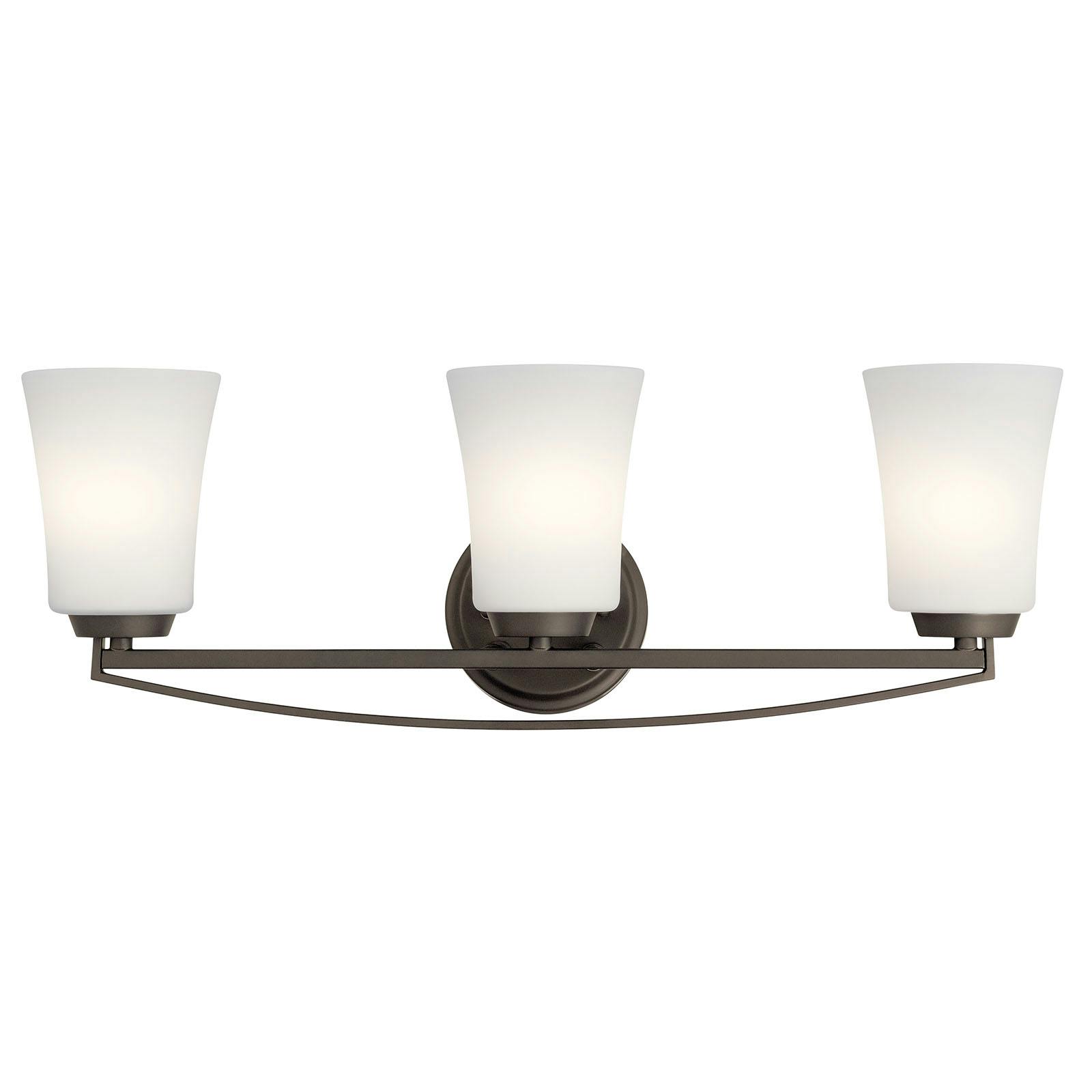 The Tao 3 Light Vanity Light Olde Bronze® facing up on a white background