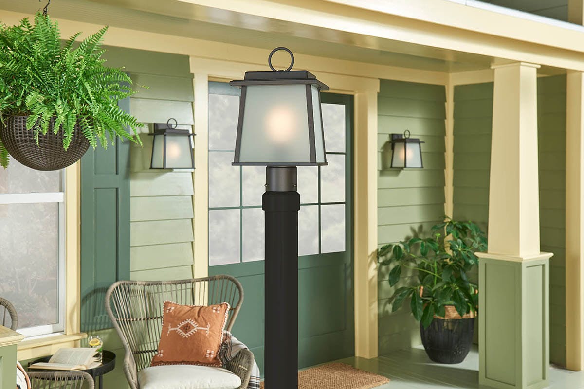 Day time Exterior with Noward 7.5" 1 Light Post Lantern Olde Bronze®