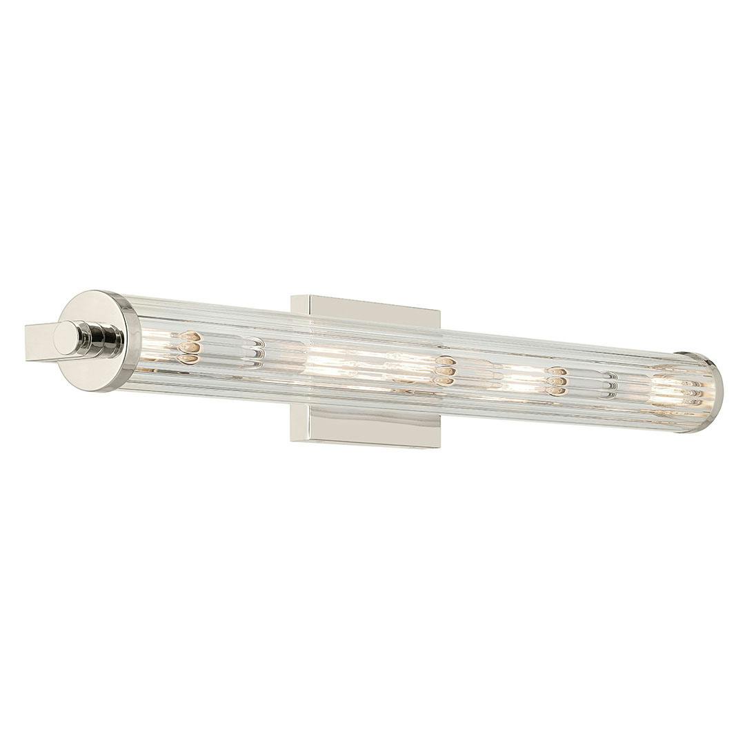 The Azores 32" 5-Light Linear Vanity Light in Polished Nickel on a white background