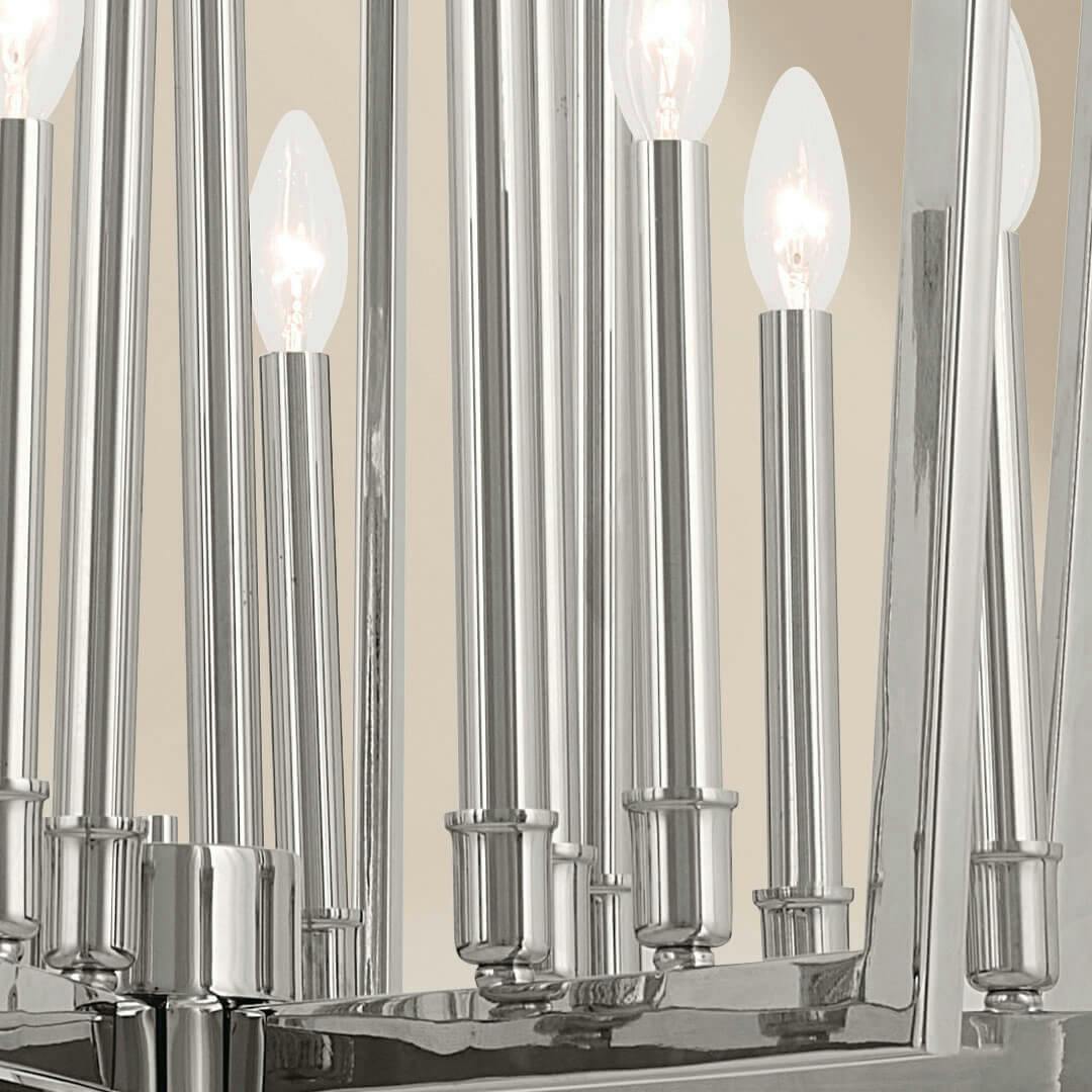 Close up of the Abbotswell 49 Inch 16 Light Foyer Pendant in Polished Nickel