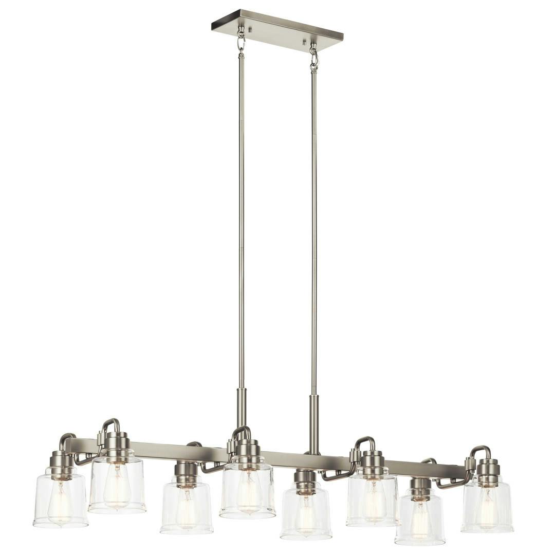 Aivian™ 42" 8 Light Linear Chandelier Brushed Nickel on a white background
