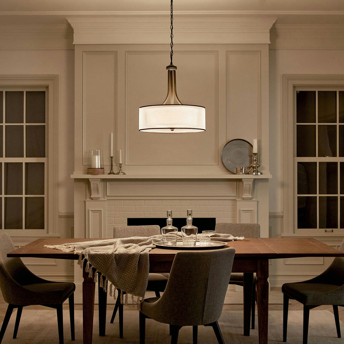 Night time dining room image featuring Lacey pendant 42385MIZ