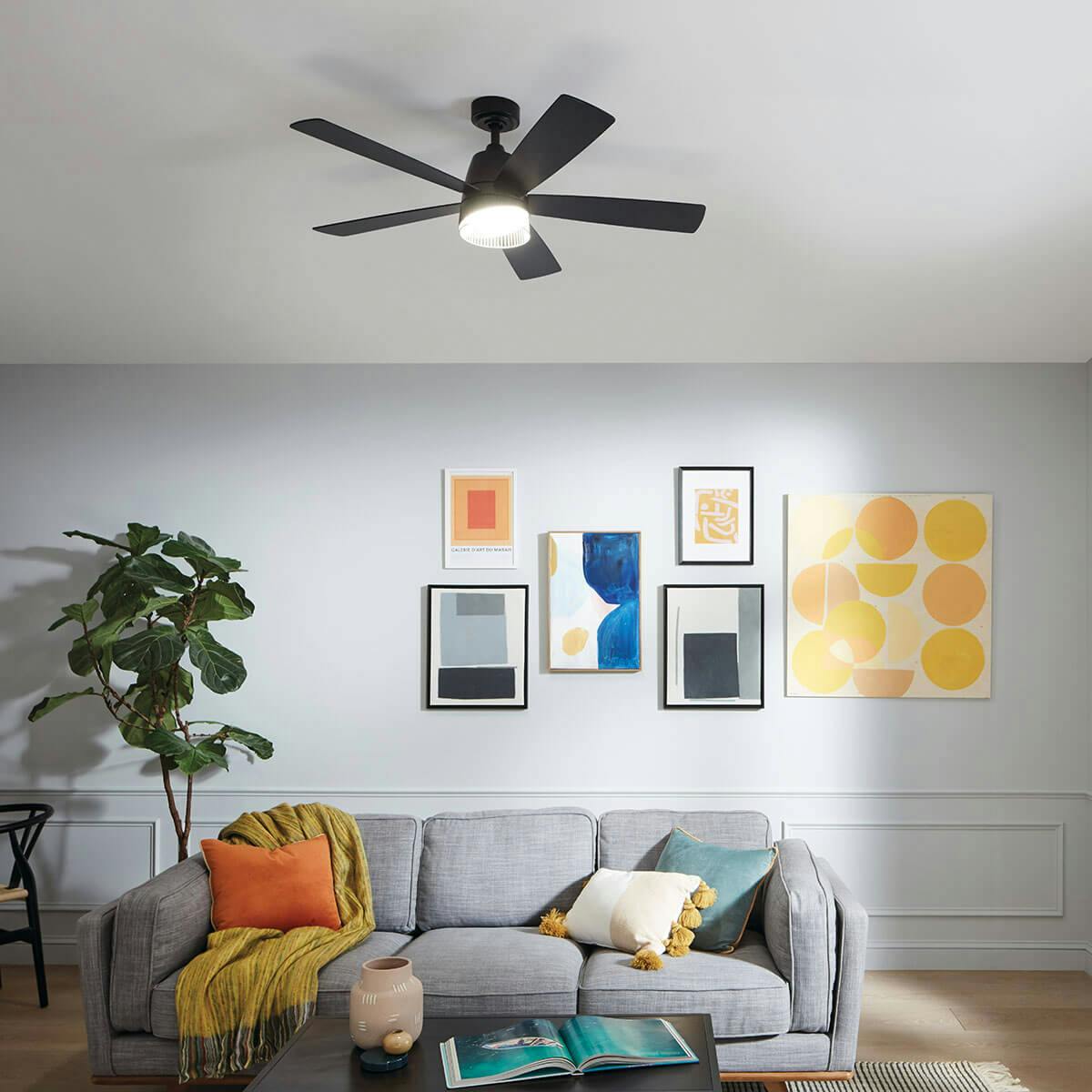 Day time living room featuring Dawn ceiling fan 300319