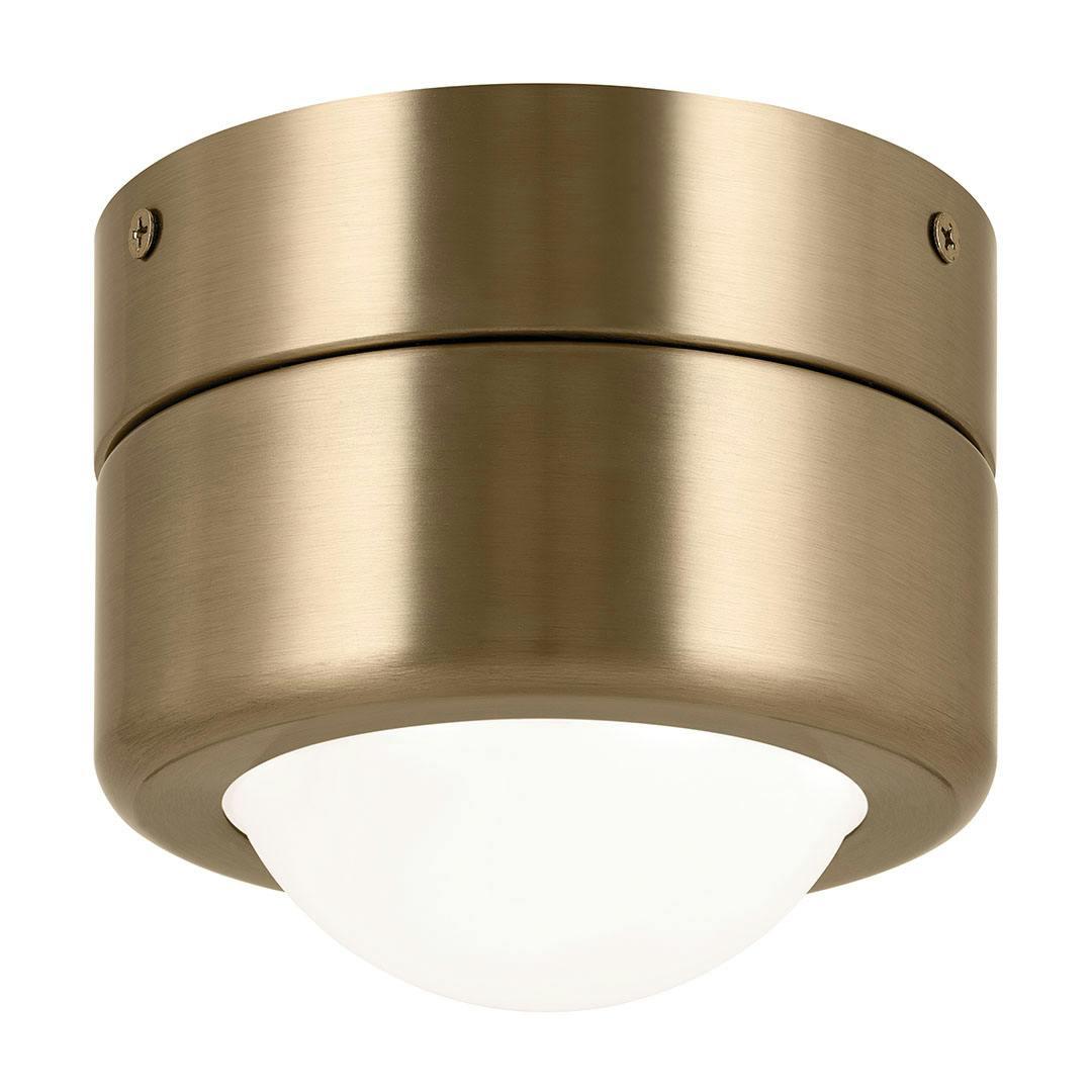 Tibbi 5.5 Inch 1 Light LED Flush Mount with Satin Etched Cased Opal Glass in Champagne Bronze on a white background