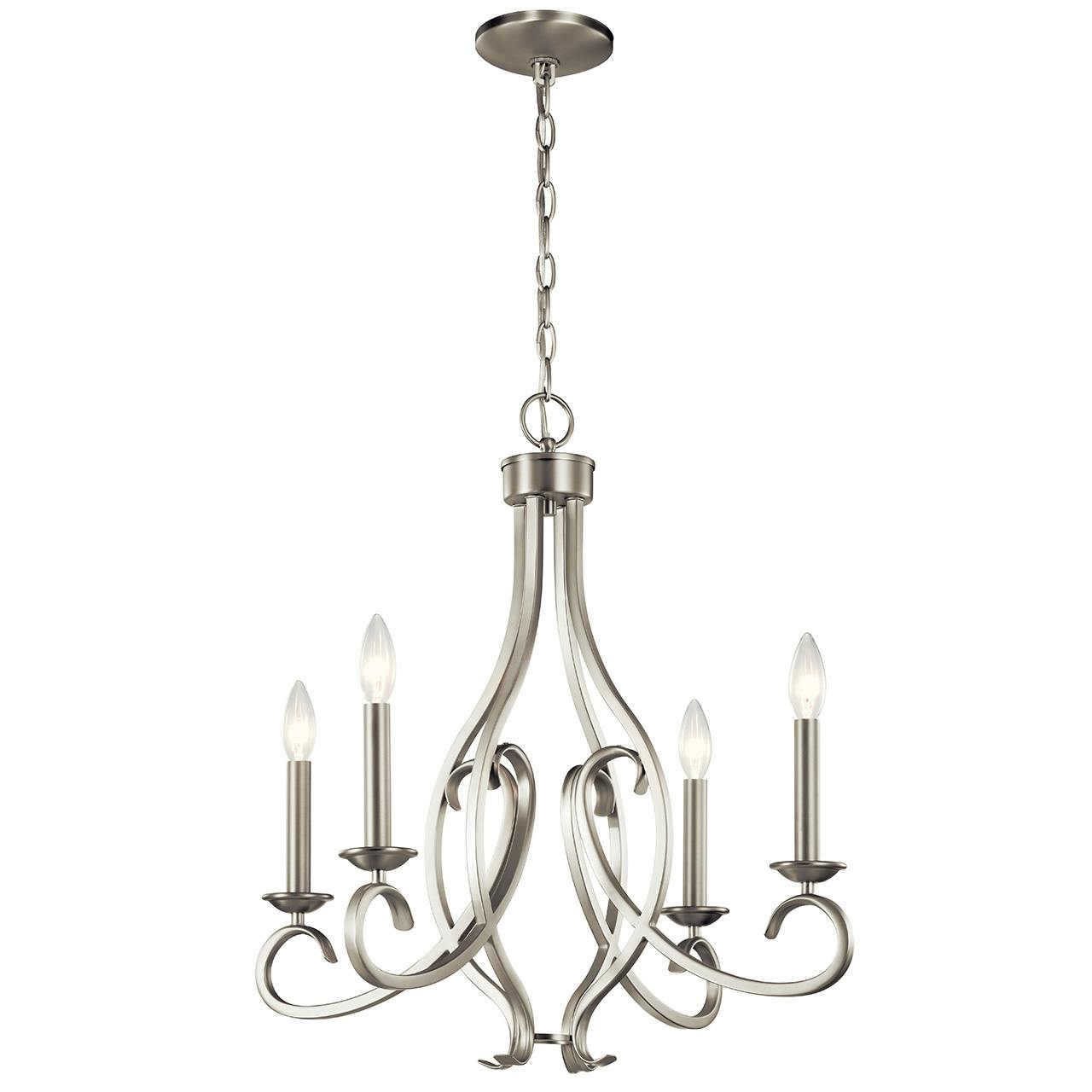 Ania 4 Light Chandelier Brushed Nickel on a white background