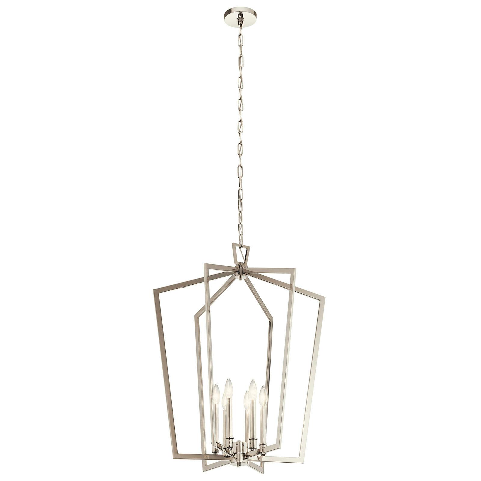 Abbotswell 6 Light Chandelier Nickel on a white background