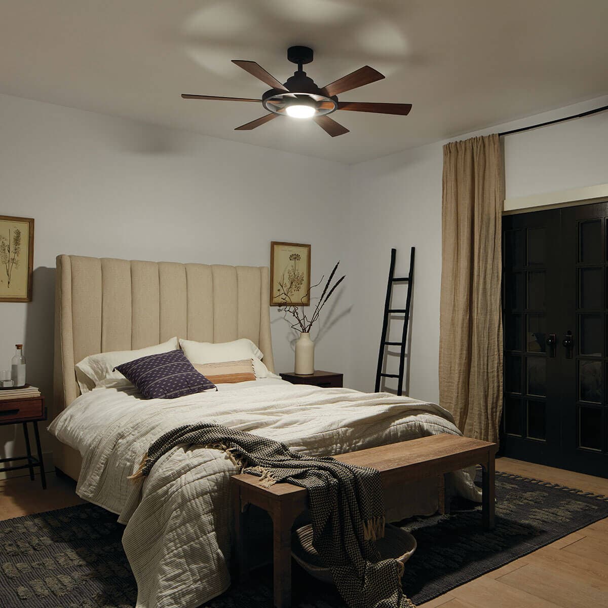 Night time bedroom featuring Range Ceiling Fan 300317