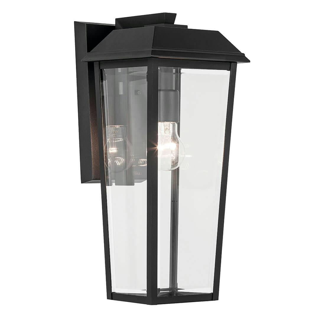 The Mathus 18" 1 Light Outdoor Wall Light with Clear Glass in Textured Black on a white background