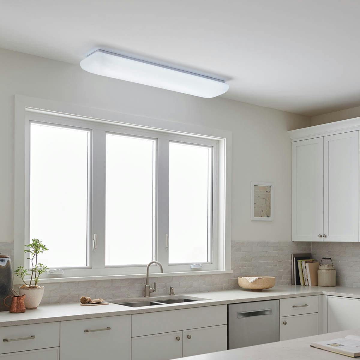 Day time kitchen with 50" 2 Light Fluorescent Linear Ceiling Light in White