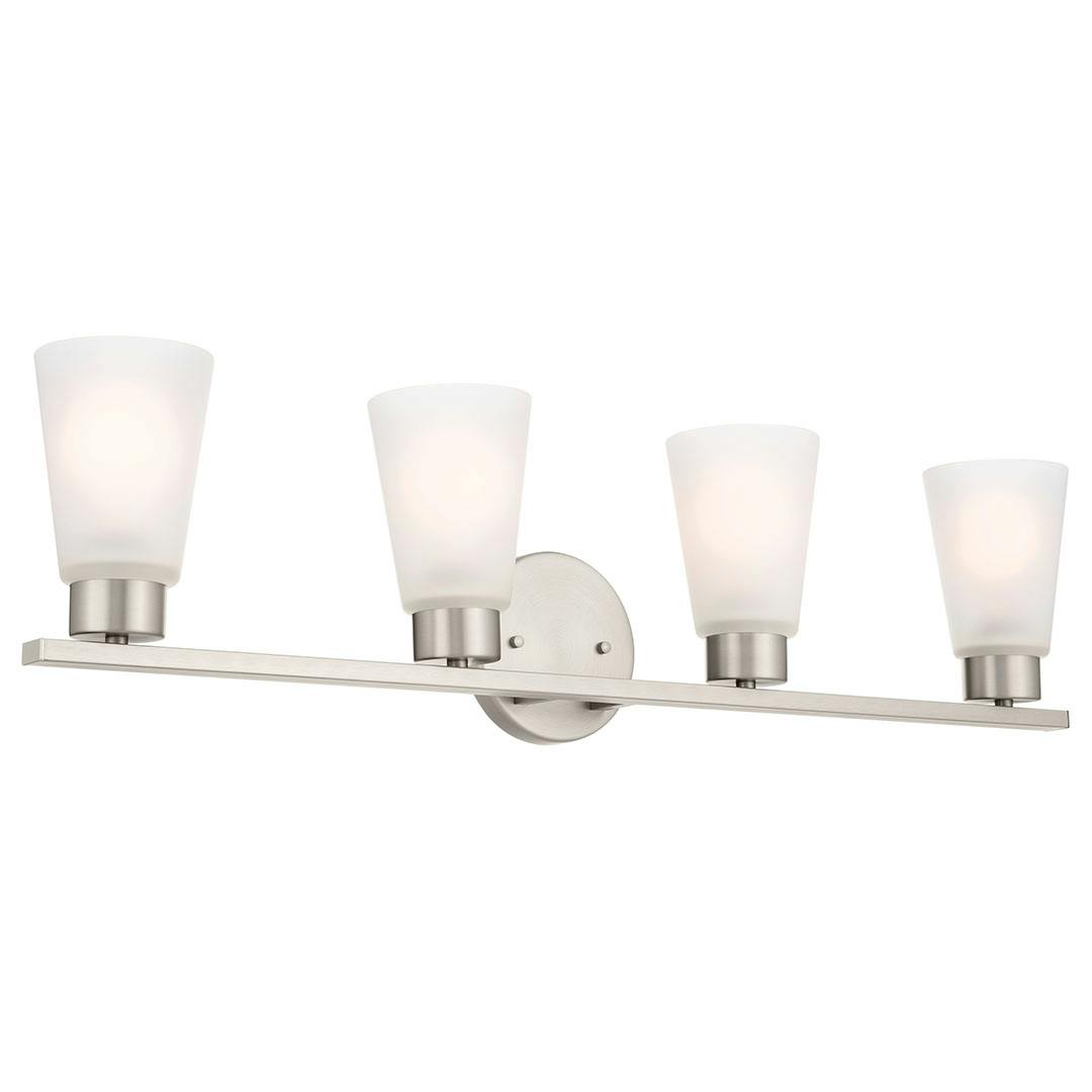 The Stamos 26"  Vanity Light Brushed Nickel facing up on a white background