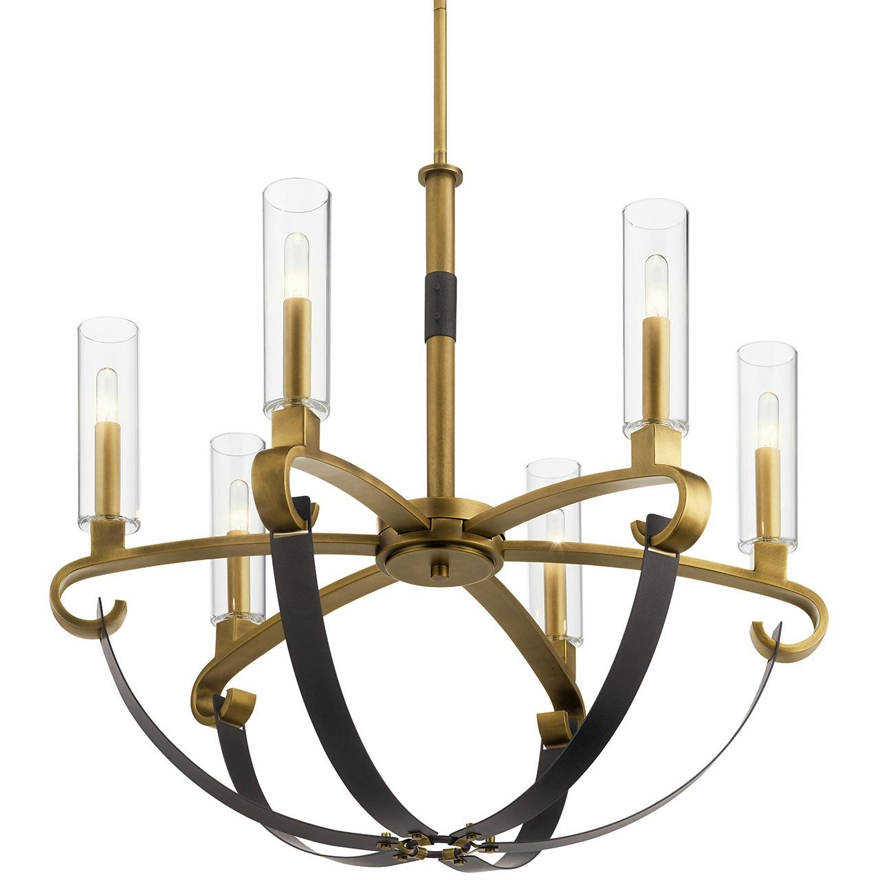 Artem 26" Chandelier Cylinders Brass without the canopy on a white background