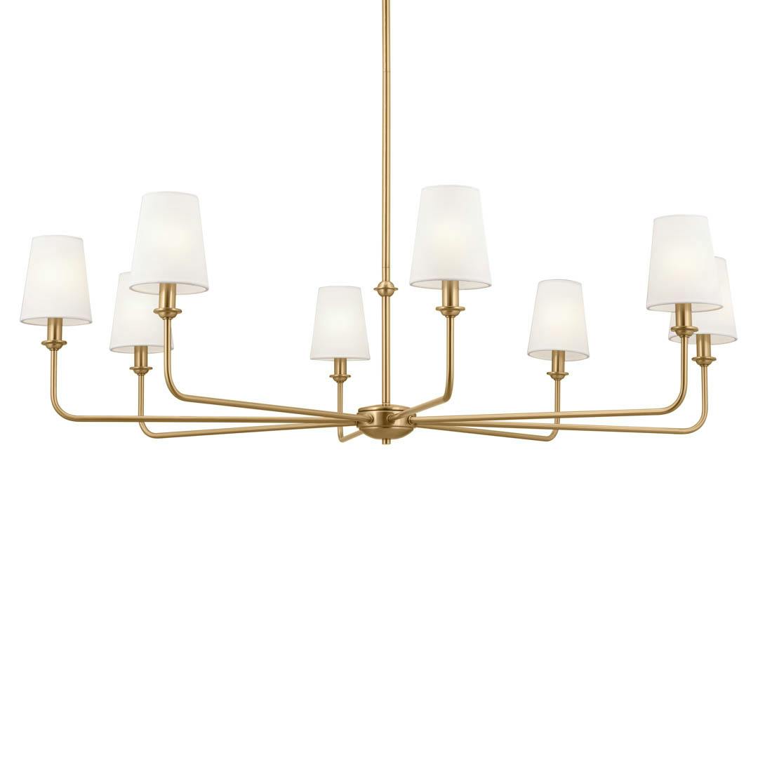 Pallas 42.75" 8 Light Chandelier Brushed Natural Brass on a white background