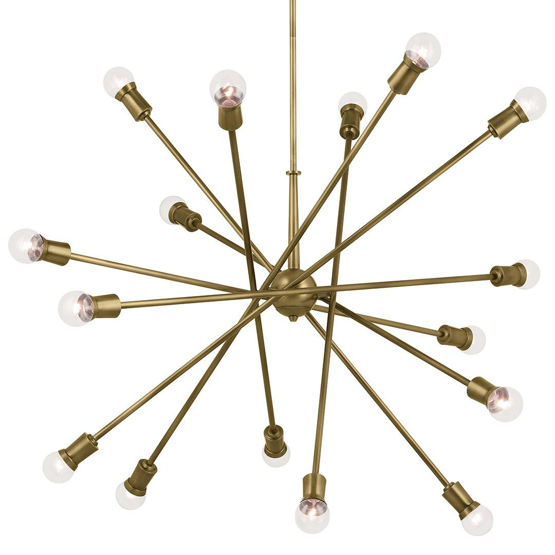 The Armstrong 63" 16 Light Chandelier in Natural Brass on a white background