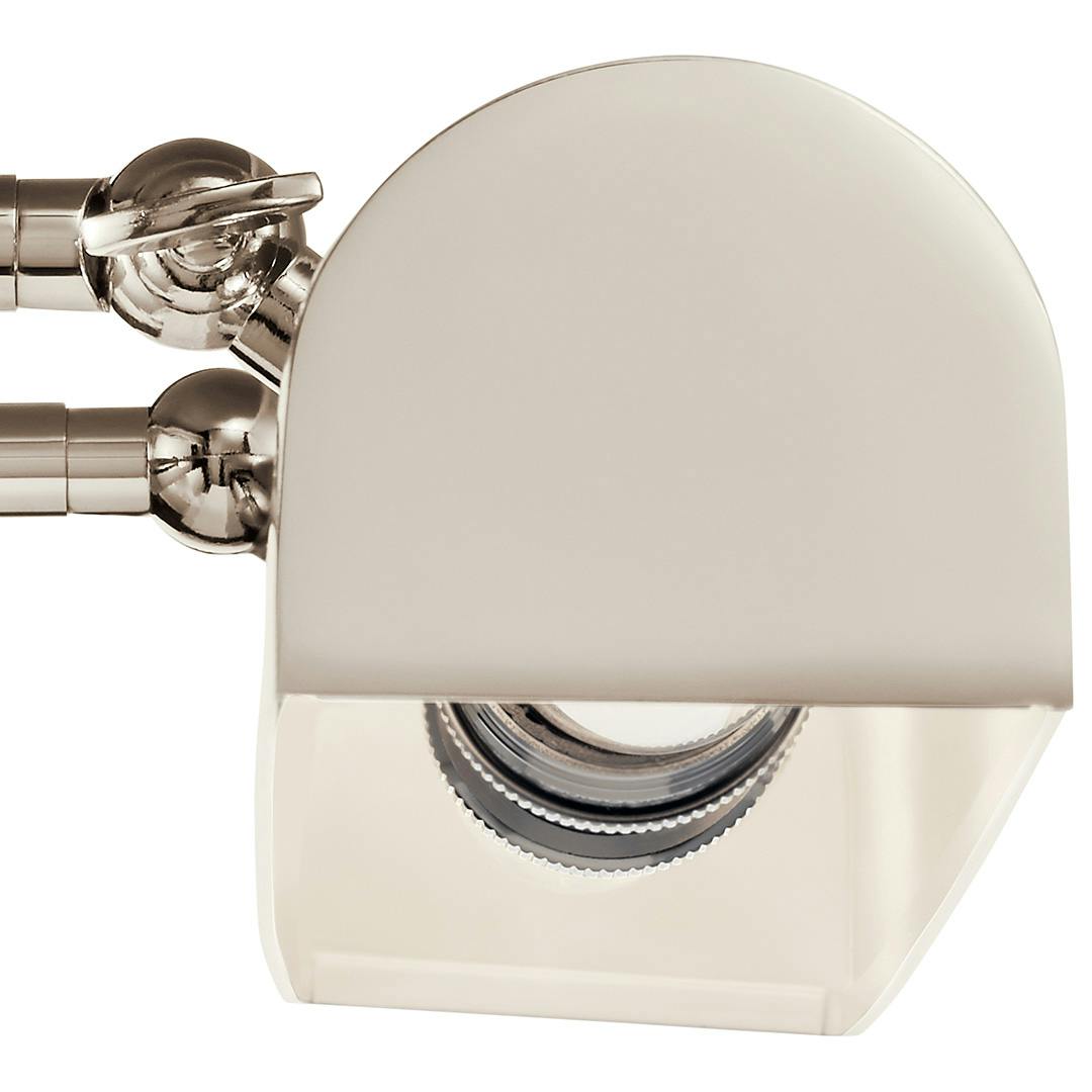 Close up of the Carston 18 Inch 2 Light Picture Light in Polished Nickel on a white background