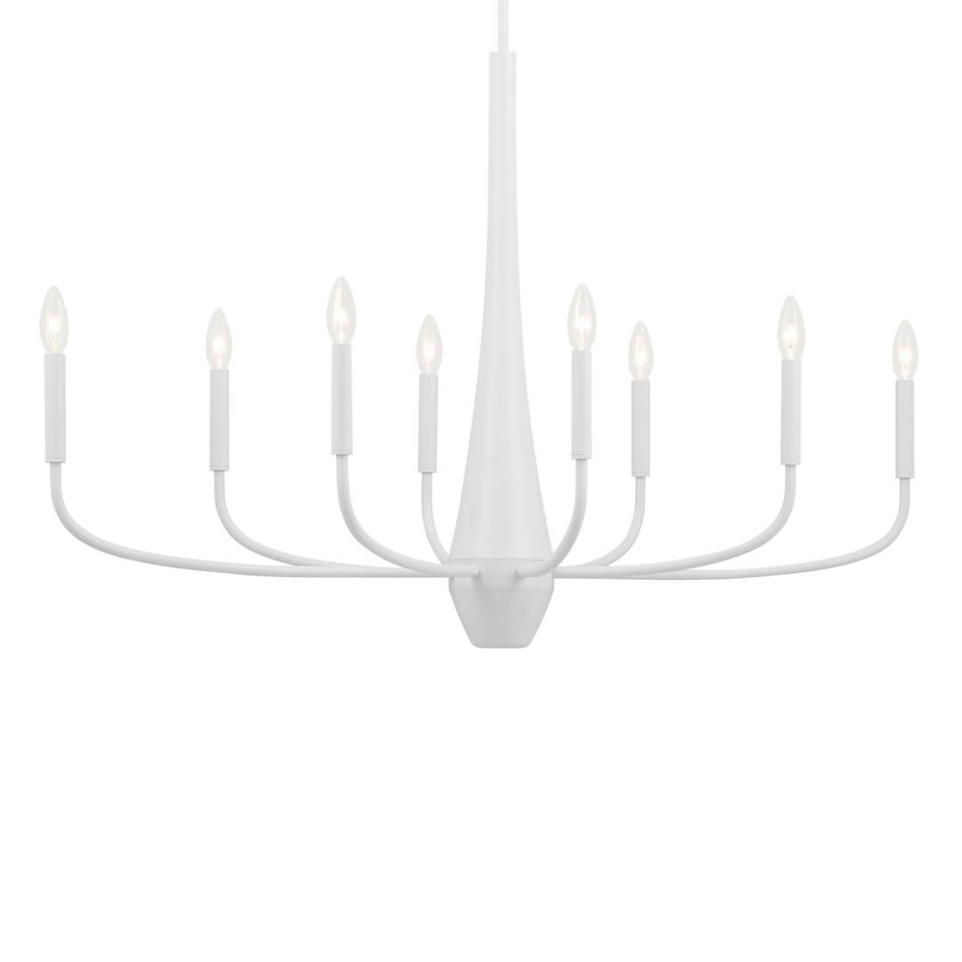 Deela 41 Inch 8 Light Oval Chandelier in White on a white background