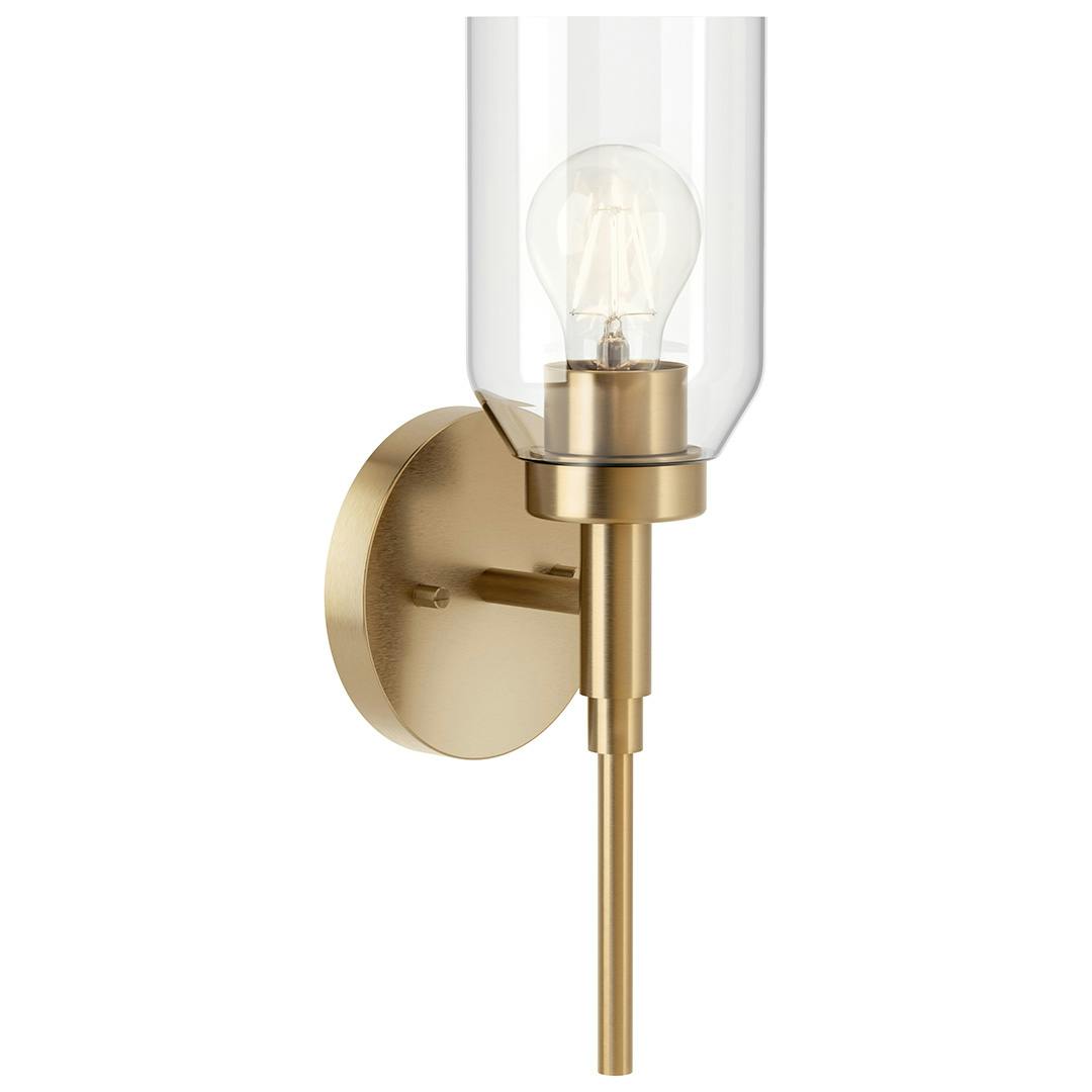 The Madden 14.75 Inch 1 Light Wall Sconce with Clear Glass in Champagne Bronze on a white background