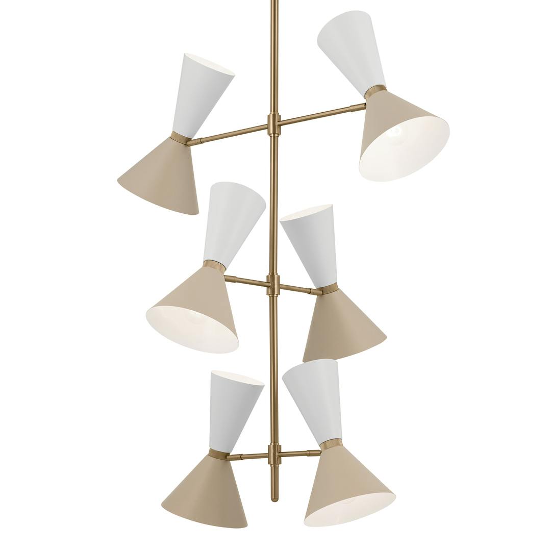 Phix 50 Inch 12 Light Foyer Chandelier in Champagne Bronze with Greige and White on a white background
