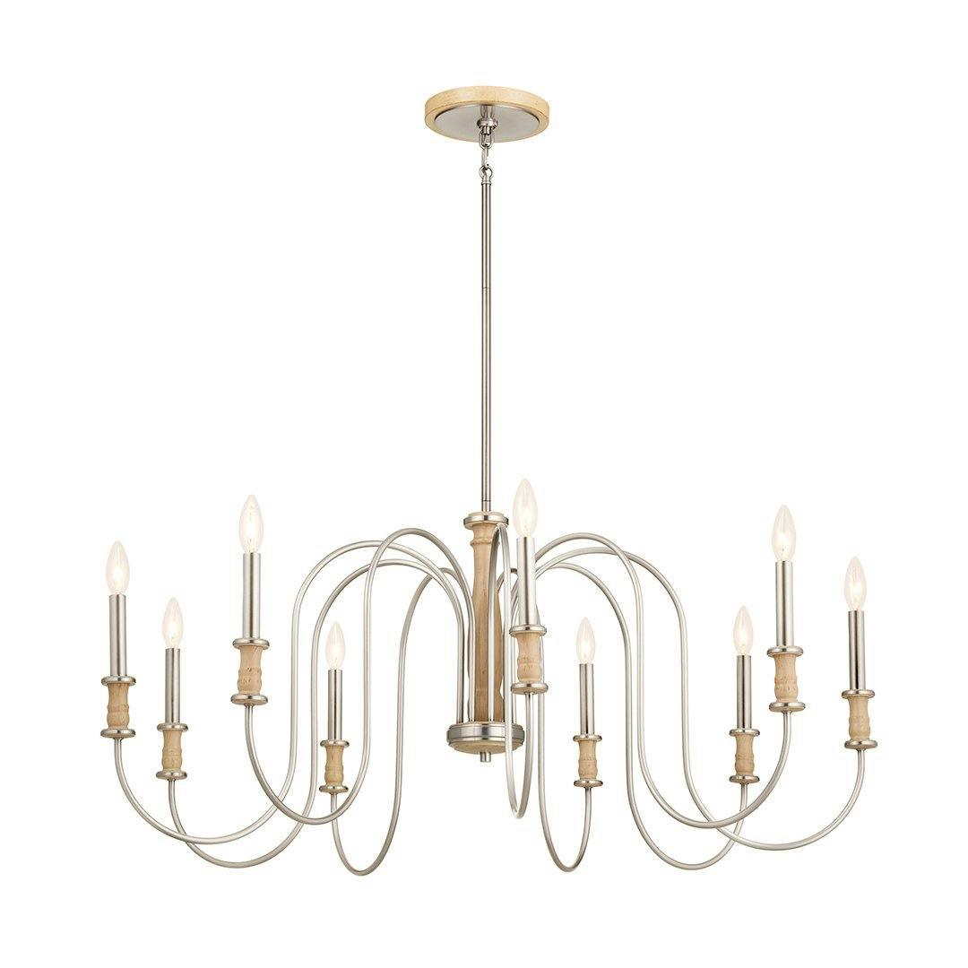 Karthe 9 Light Chandelier Beech and Brushed Nickel on a white background
