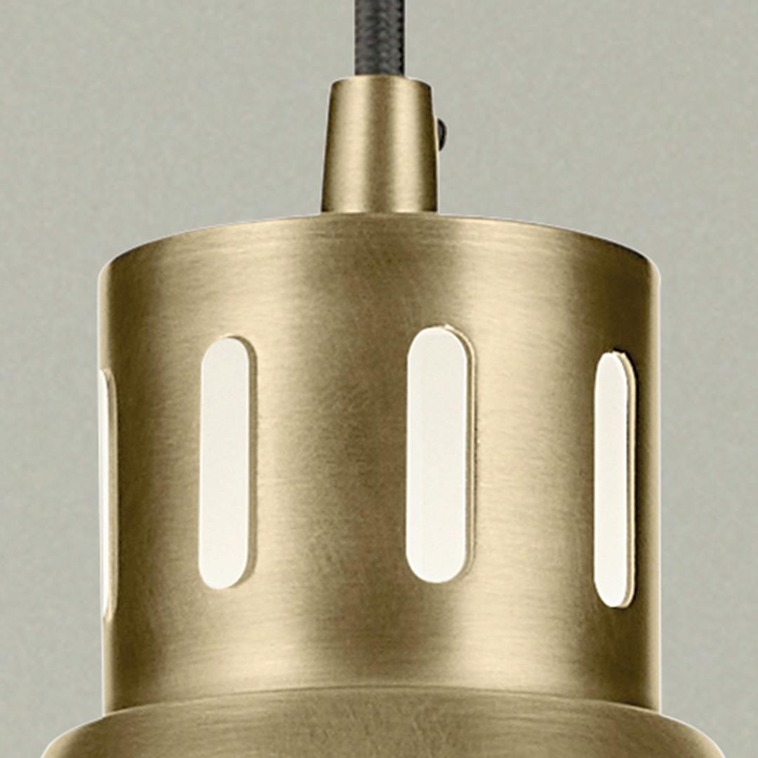 Close up of the Zailey 14.25" 1-Light Cone Pendant in Natural Brass