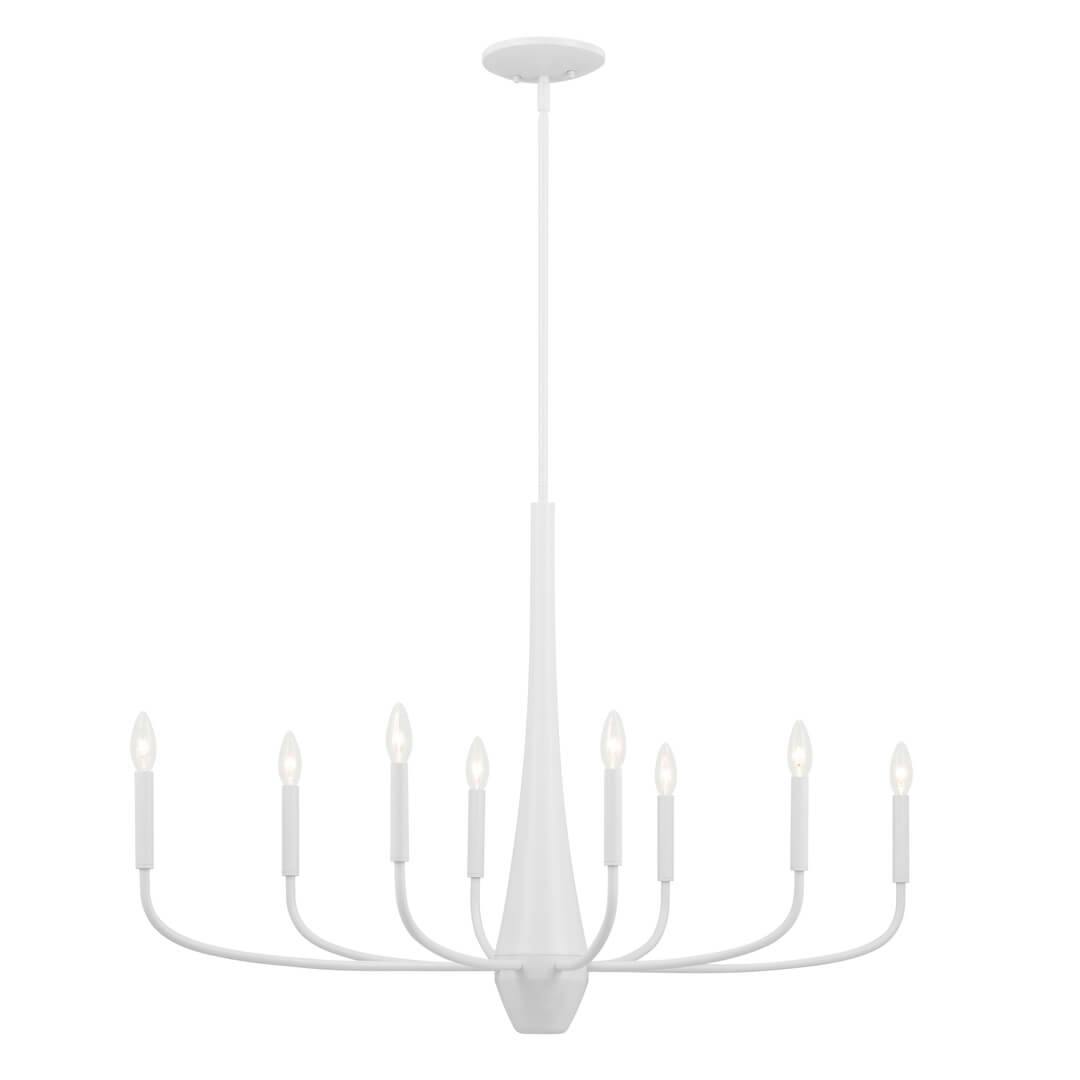Deela 41 Inch 8 Light Oval Chandelier in White on a white background