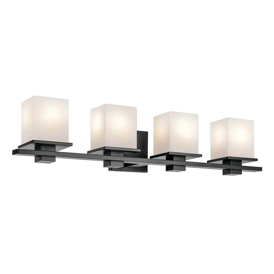The Tully 32" 4-Light Vanity Light in Black on a white background