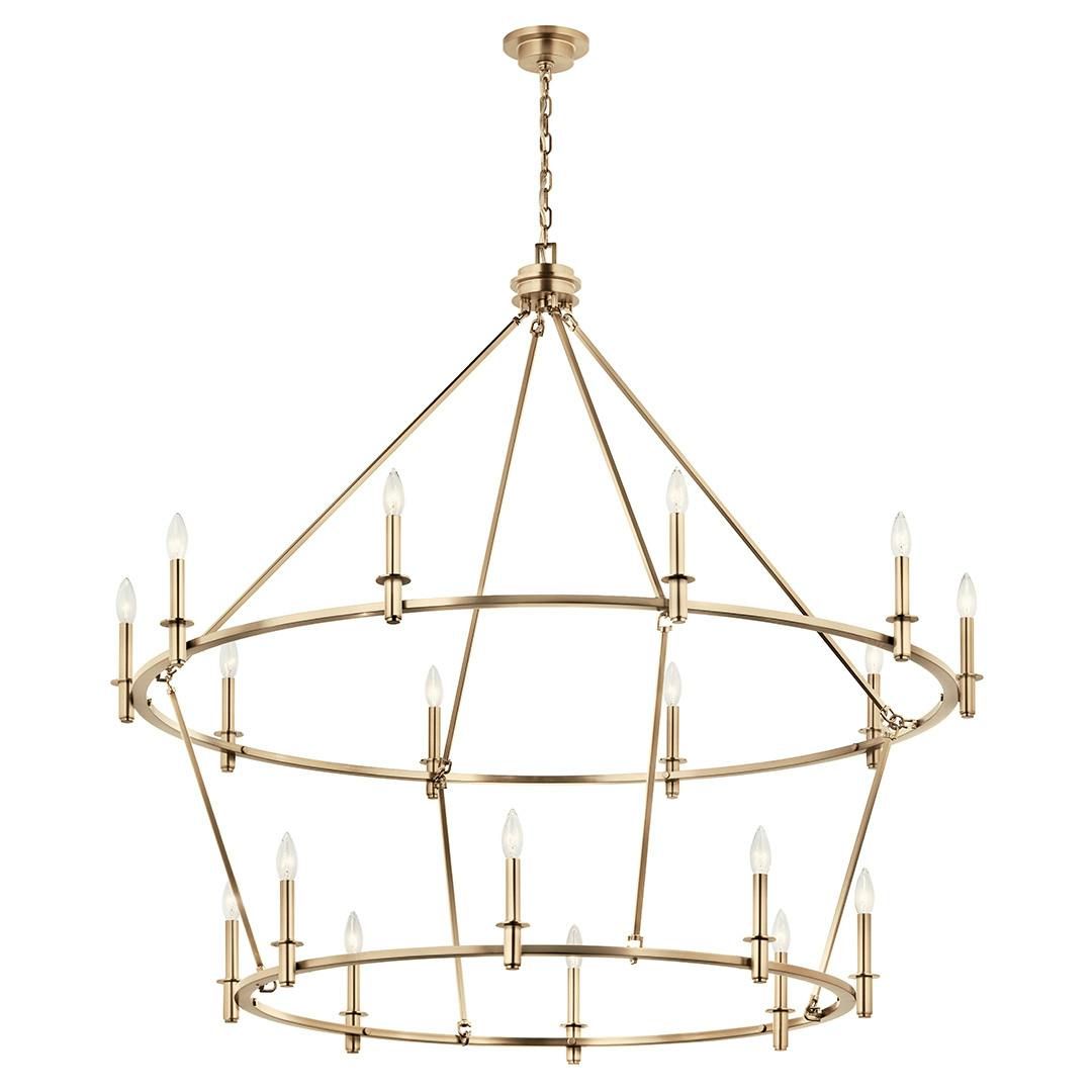 The Carrick 54.25 Inch 18 Light 2-Tier Chandelier in Champagne Bronze on a white background