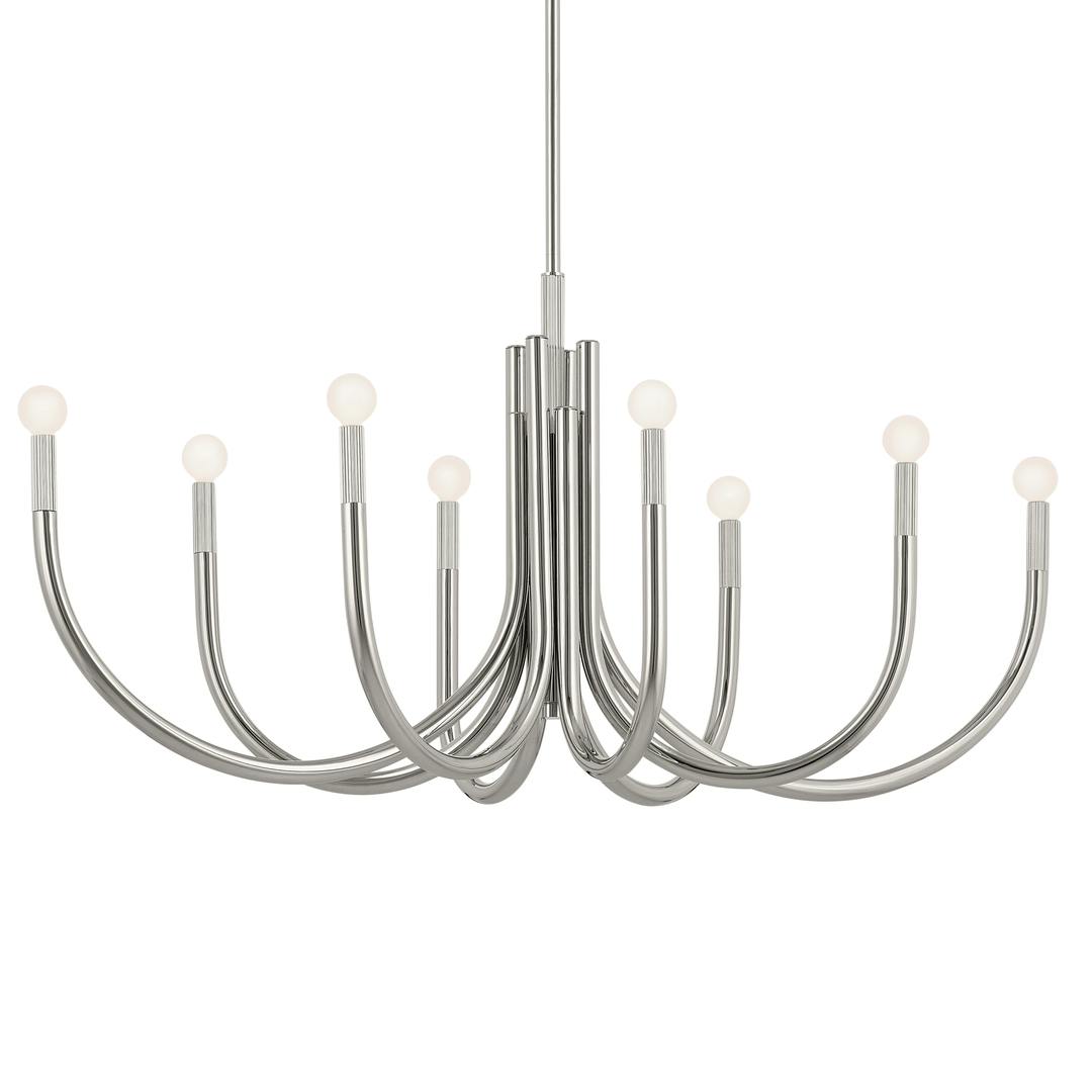 Odensa 46 Inch 8 Light Oval Chandelier in Polished Nickel on a white background